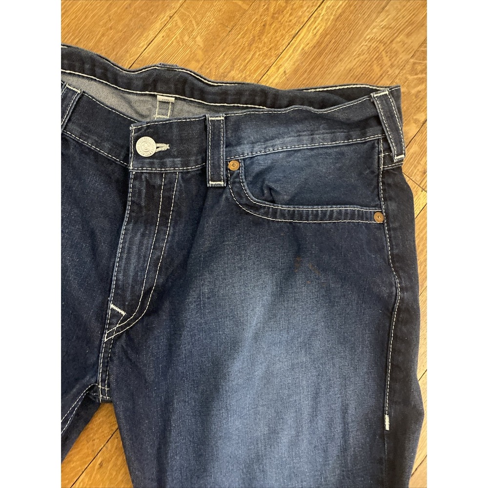 True Religion Boot Cut Blue Denim Jeans Men's Size 42x32 Wide Leg Flap Pockets - Picture 10 of 16